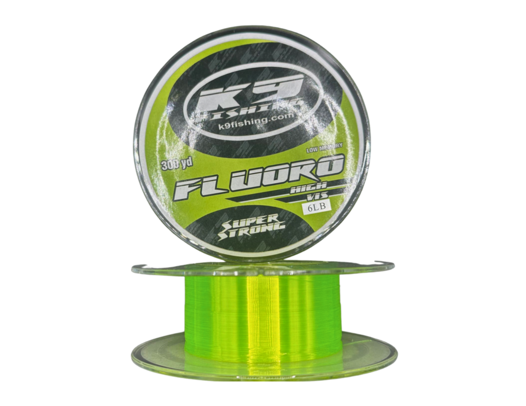 K9 Hi-Vis Fluoro Fishing Line — Ultra Low-Memory, Abrasion Resistant,  Long-Casting — Glow Under Black Light, Chartreuse — Virtually Invisible