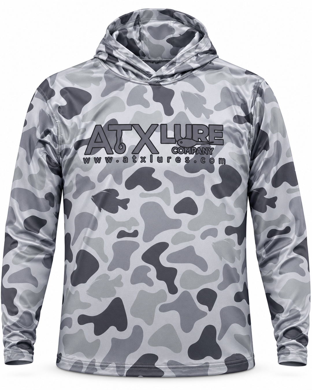 Gray Camo hooded fishing shirt