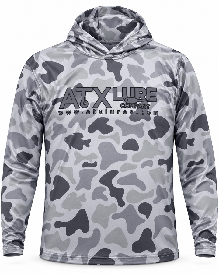 Gray Camo hooded fishing shirt